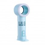 Bladless Safety USB Rechargeable Handheld 3 Speed Strong Wind Electric Cooling Fan with Cell Phone Holder and LED Light (Blue)